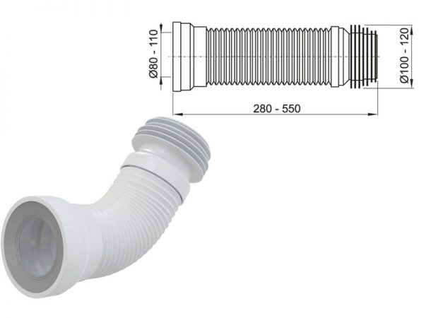 Elastični WC priključak BALTIK 280-550mm