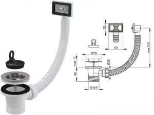 Pileta za sudoperu 6/4″ sa čepom i prelivom