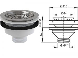 Pileta za sudoperu 6:4″ Ø115