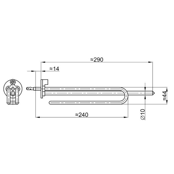 Grejač sa cevi za termostat , za bojler "Termorad" 2000W - Слика 2