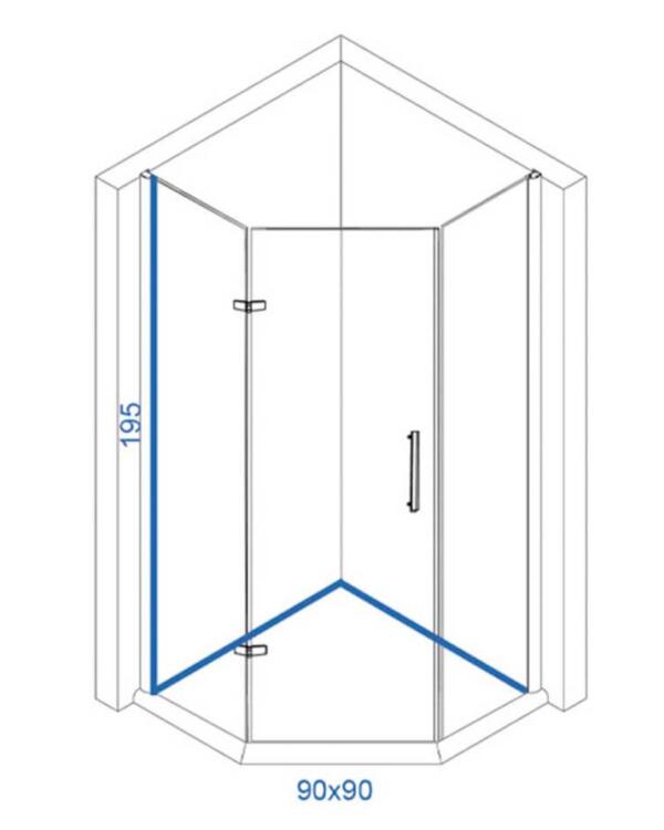 Linni 9001 Tuš kabina tehnički crtež