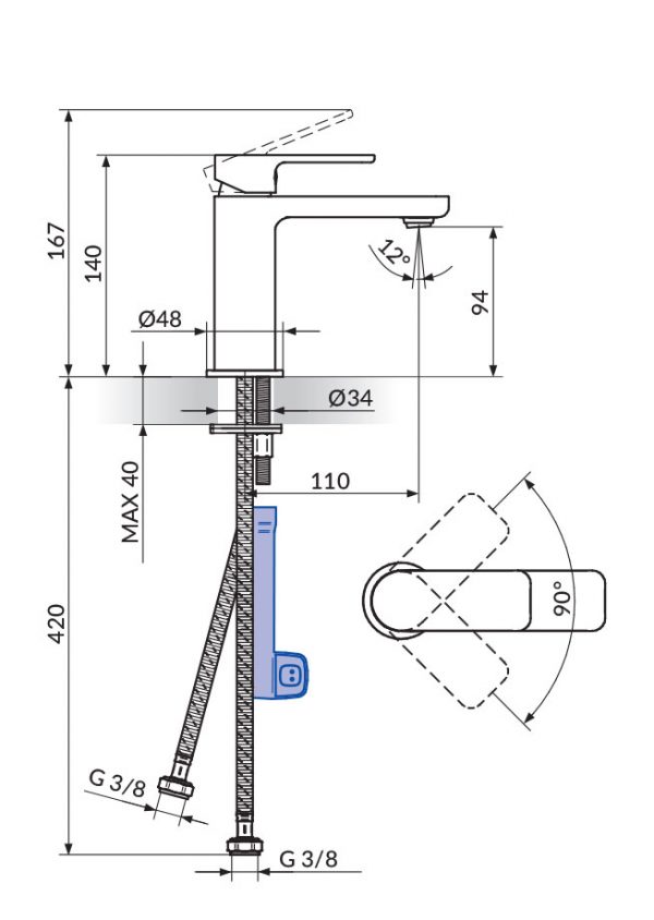 Rosan S2 baterija za lavabo 230101 - Слика 2