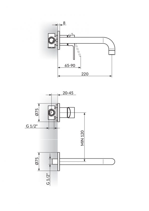 Rosan S2 uzidna baterija za lavabo 231402 - Слика 2