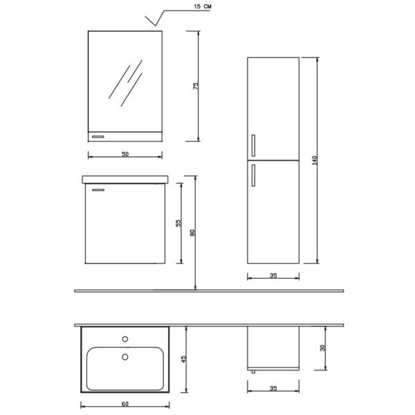Kupatilski nameštaj Terra 60 - Слика 5