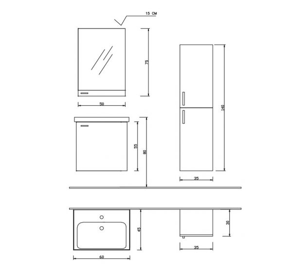Kupatilski nameštaj Terra 60 - Слика 4