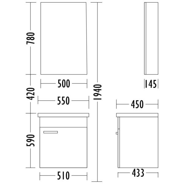 Ormarić sa lavaboom Adonis 55 I OGLEDALO - Слика 4