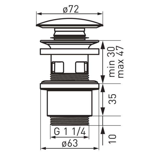 Pileta klik-klak sa belim čepom S288PPC - Слика 2