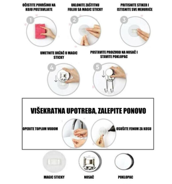 Ravna jednospratna crna polica MagicFix-749 - Слика 3