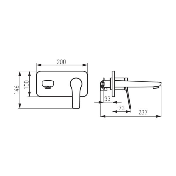 Ugradna baterija za lavabo Stratos Black BSC3PABL - Слика 3