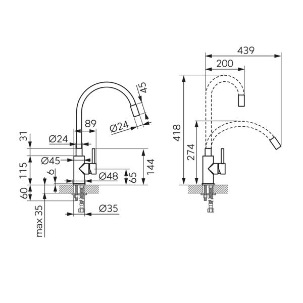 Slavina za sudoperu Zumba Nero BZA4BLB - Слика 4