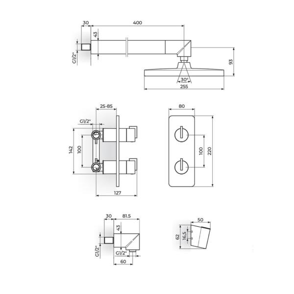 Rosan Stolz S3 termostatska uzidna baterija 331601 - Слика 2