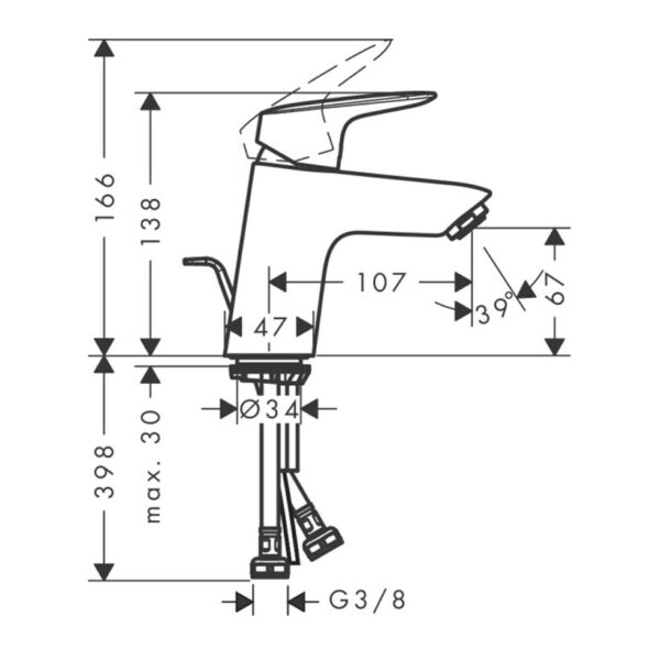 Baterija za lavabo Hansgrohe 71070000 - Слика 2