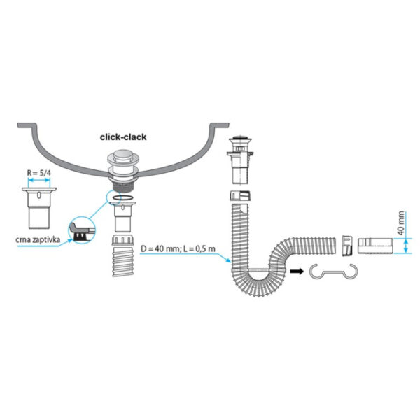 Sifon Click-clack mesing