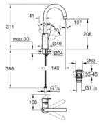 Baterija za lavabo GROHE BAUEDGE L - Slika 3