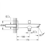 Izliv sa prebacivačem GROHE BAUCOSMOPOLITAN 170mm - Слика 5