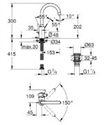 Baterija za lavabo GROHE EUROSMART COSMOPOLITAN L ''click'' - Slika 2