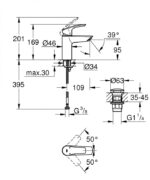 Baterija za lavabo GROHE EUROSMART S ''click'' mat crna - Slika 4