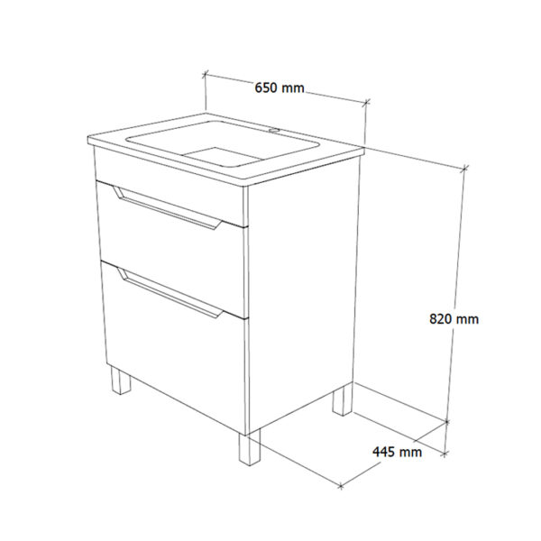 Ormarić sa lavaboom Aqua 65 PVC beli - Слика 3
