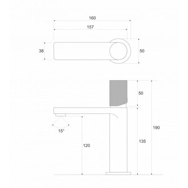 Baterija za lavabo COPEN NOOK GRIP mat crna - Слика 2
