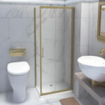 Tuš paravan ATLAS PRO jedna vrata gold