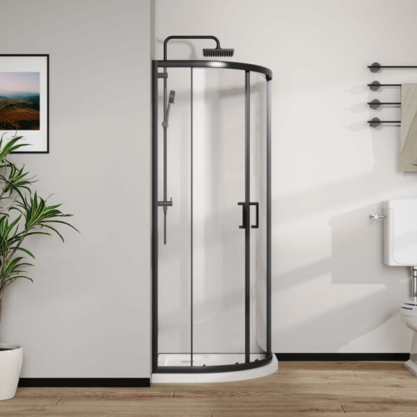 Polukružna crna tuš kabina EL80200RBL - Слика 2