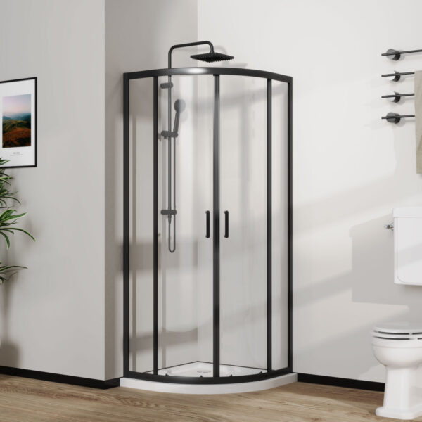 Polukružna crna tuš kabina EL80200RBL - Слика 1