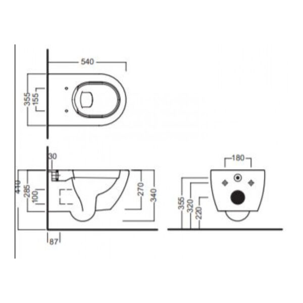 Konzolna šolja HATRIA FUSION grafit rimless - Слика 3