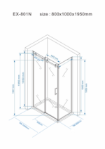 Tuš kabina EX801N Matt Black 80X100 - Слика 3