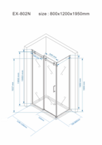 Tuš kabina EX-802N Matt Black 80x120cm - Слика 3