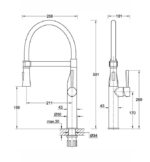 Jednoručna baterija za sudoperu COPEN PEPPER A sa flex lulom 2F mat crna sa 3 cevi - Слика 2
