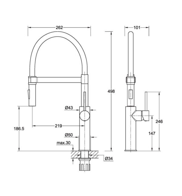 Jednoručna baterija za sudoperu COPEN PEPPER B sa flex lulom 2F mat crna sa 3 cevi - Слика 2