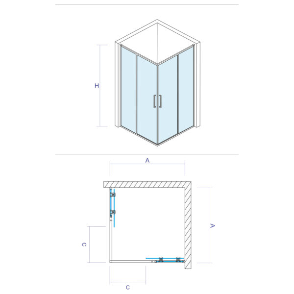 Tuš paravan Elemento Combo 80x80 - Слика 2
