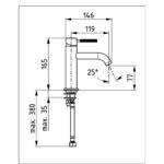 HERZ Luma slavina za umivaonik black crome - Слика 2