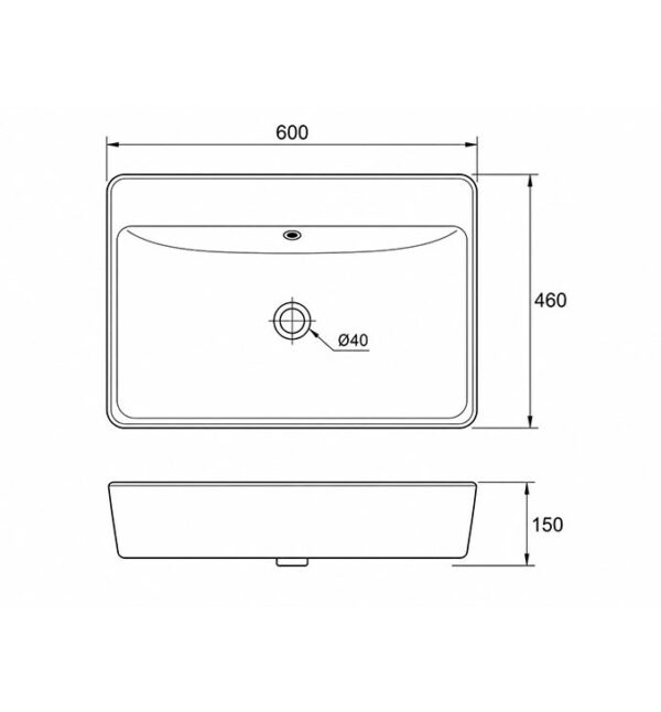 Lavabo COPEN 600x460x150 matt black - Slika 2