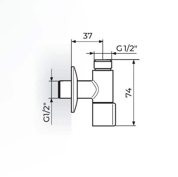 Ugaoni ventil sa priključkom 1/2" black - Slika 2
